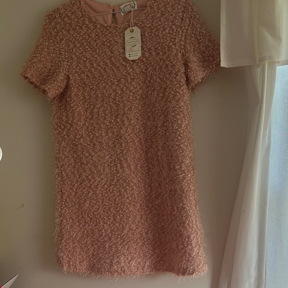 Love Riche Blush Textured Pink Blush Mini Dress-Small